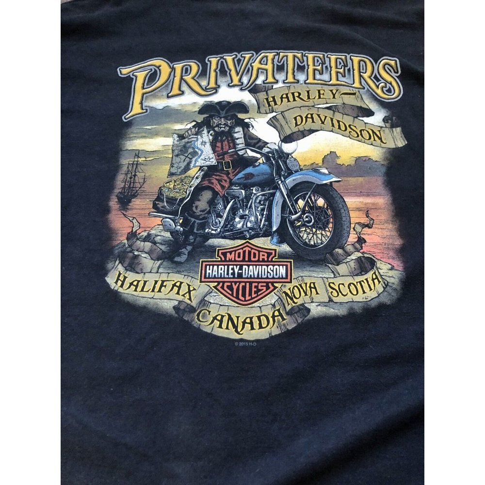 Harley Davidson Motorcycles Halifax Nova Scotia Pig Privateers Black T Shirt XXL - Picture 4 of 5